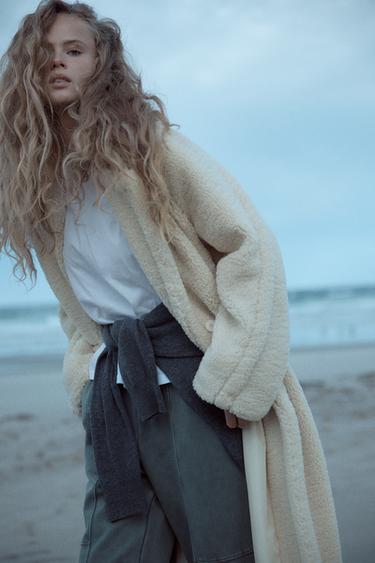LONG FAUX SHEARLING COAT - Oyster-white de Zara - Image 3