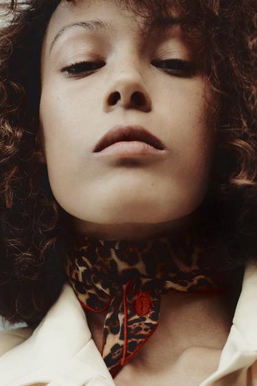 Zara EMBROIDERED ANIMAL PRINT BANDANA - Leopard