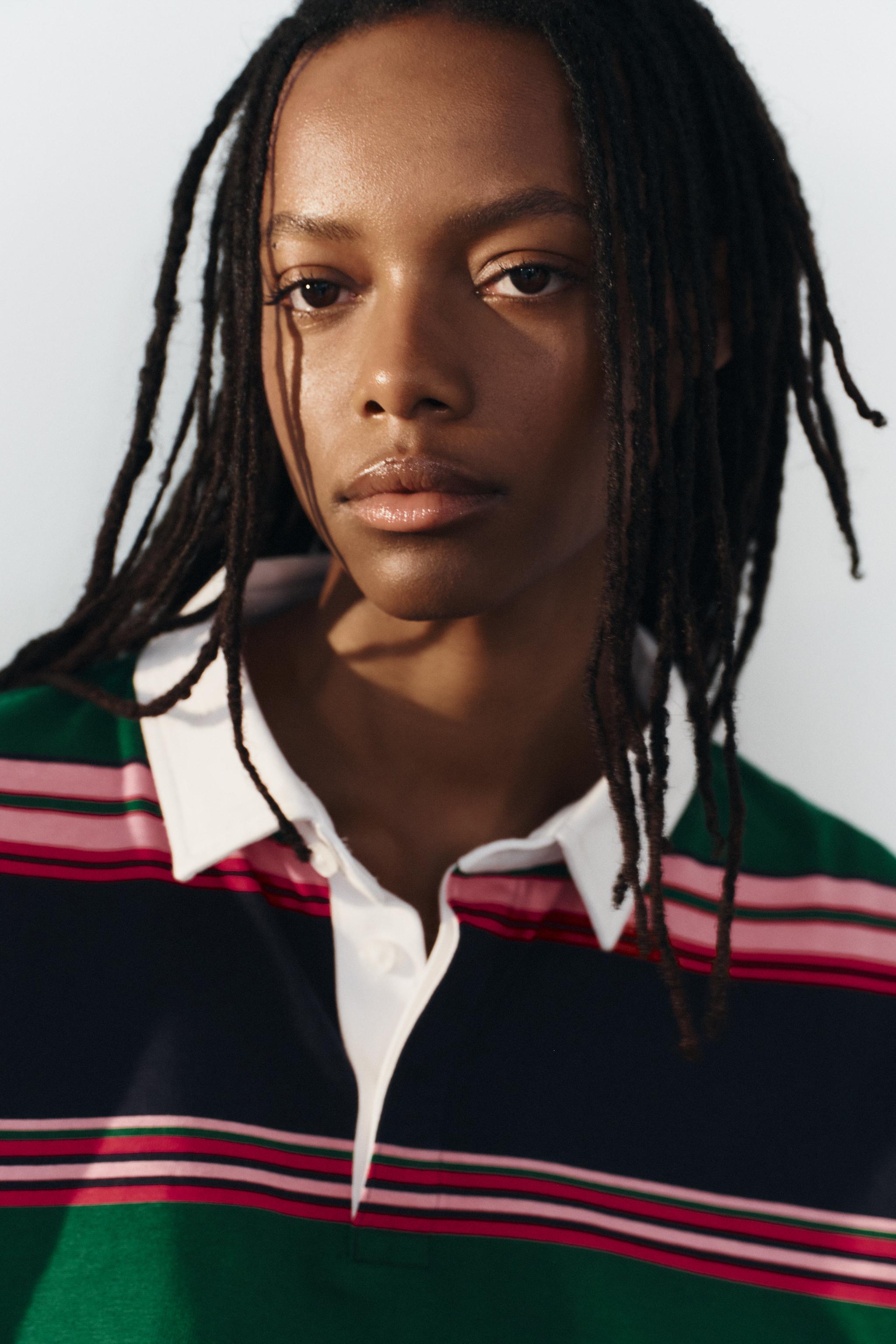 Женские рубашки Zara STRIPED CONTRAST POLO SHIRT — фото 5