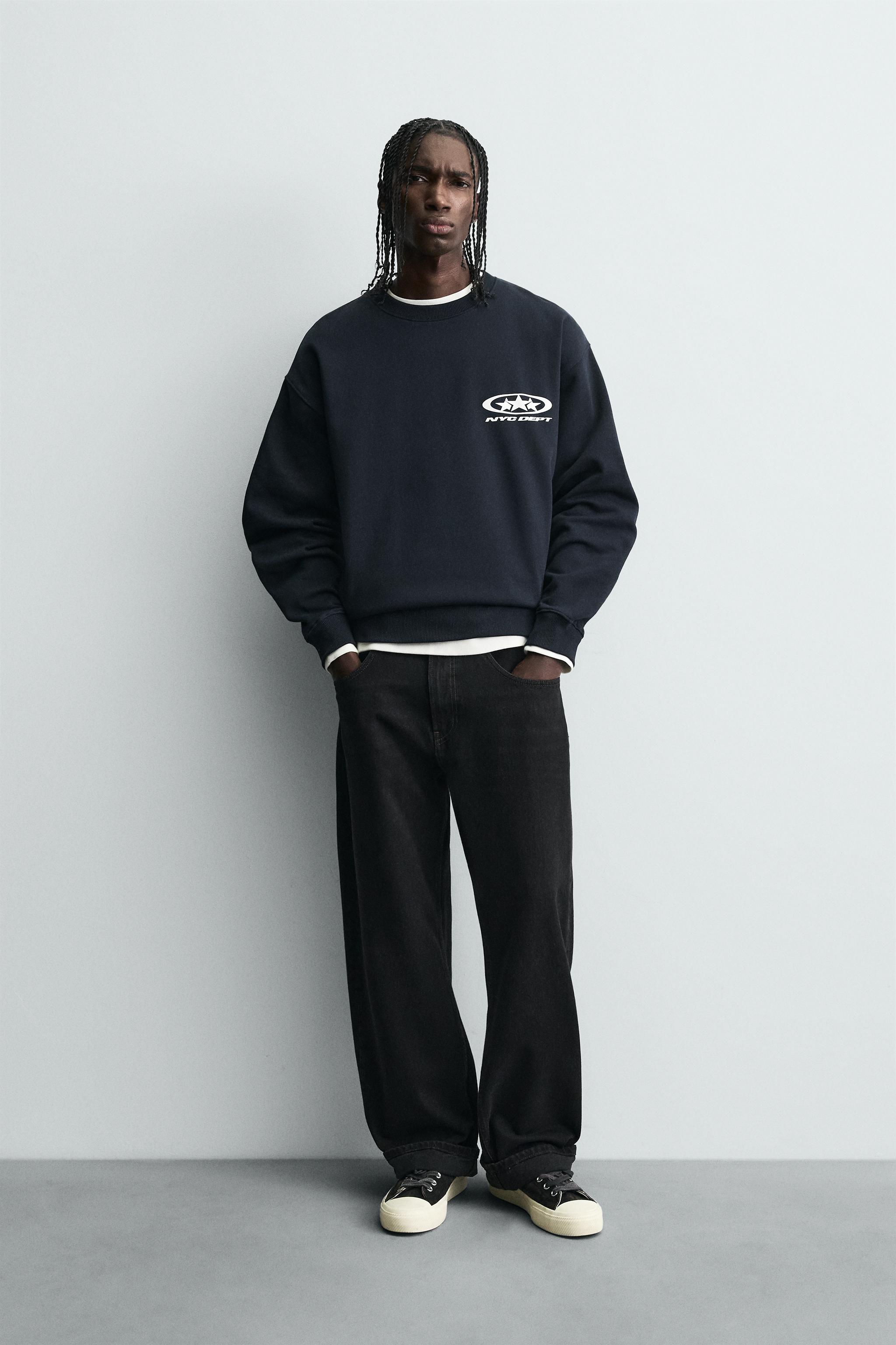 メンズウェア CREWNECK PULLOVER & SLIM LONG PANTS Thkzn Men's Crewneck Sweatshirts Oversized Waffle knit