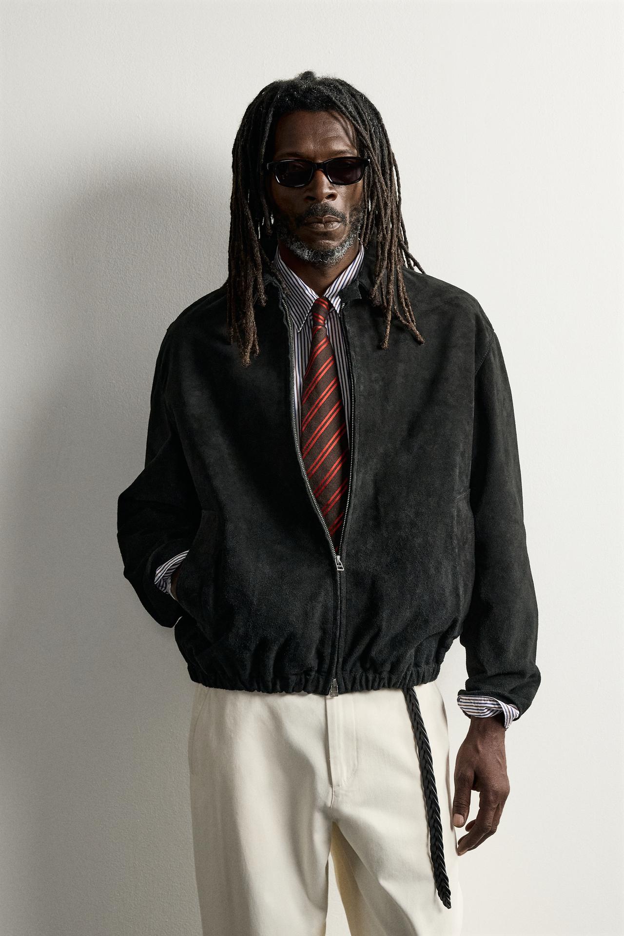 AARON LEVINE X ZARA SUEDE LEATHER JACKET — Black