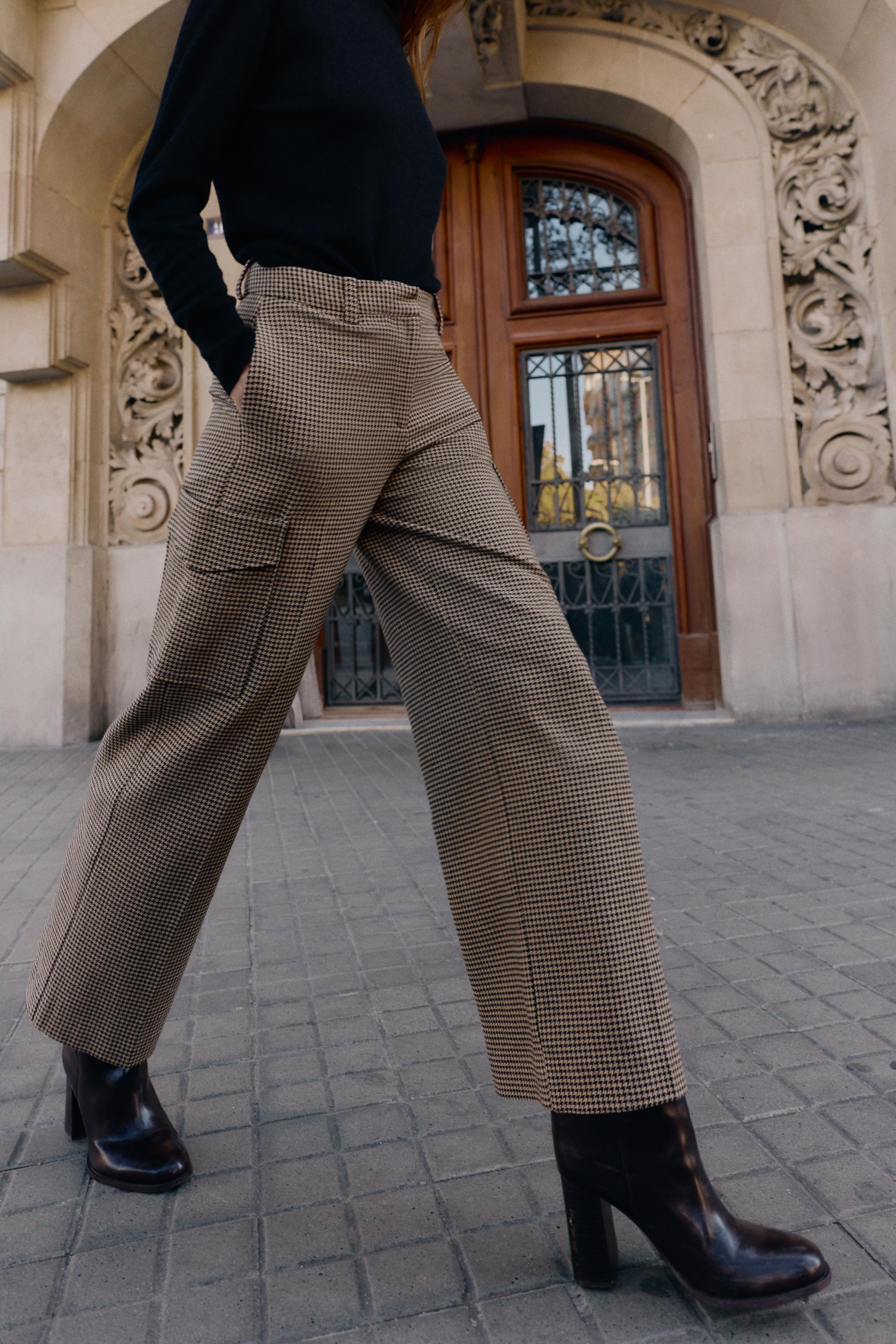 PANTALON CARGO PIED-DE-POULE