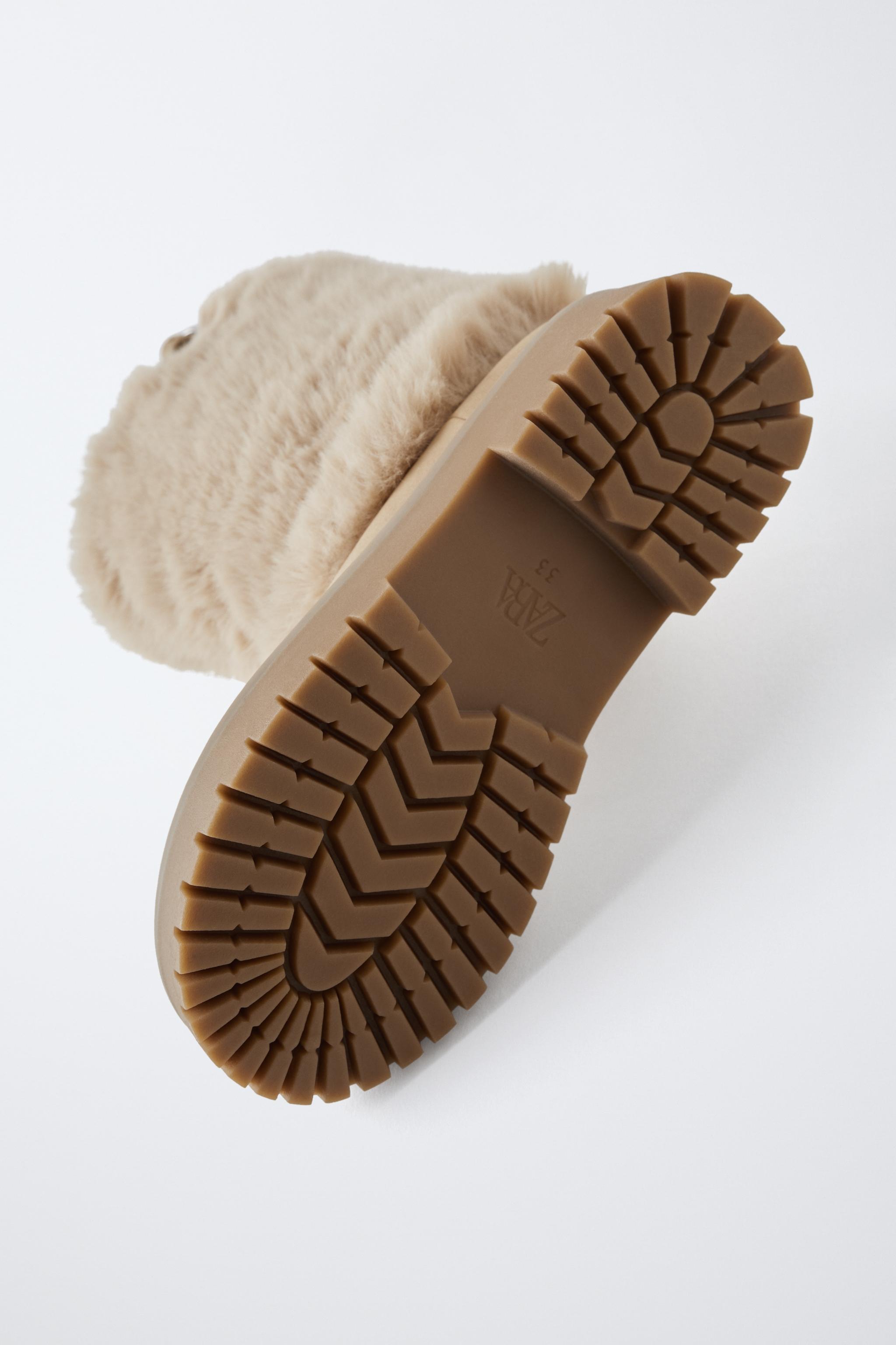 SHEEPSKIN HIGH-LEG BOOTS - Beige | ZARA Thailand