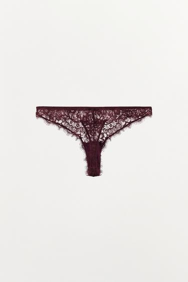 LACE THONG - Brown by Zara - Image 3