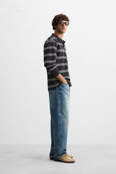 STRIPED PIQUÉ POLO SHIRT - Navy blue by Zara - Image 3