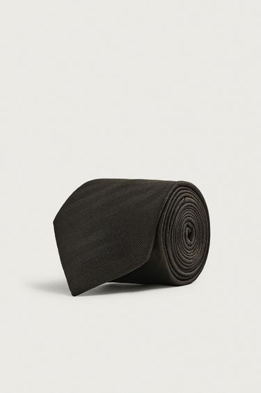 100% SILK HERRINGBONE TIE — Brown 1