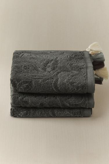 LOT SERVIETTES INVITÉS POMPONS (LOT DE 3) - Vert chiné de Zara - Image 4