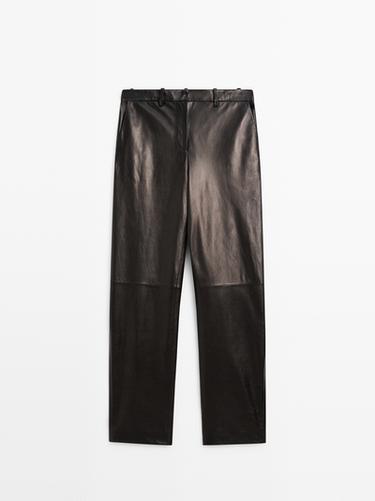 Zara Wide-leg nappa leather trousers - LIMITED - Black