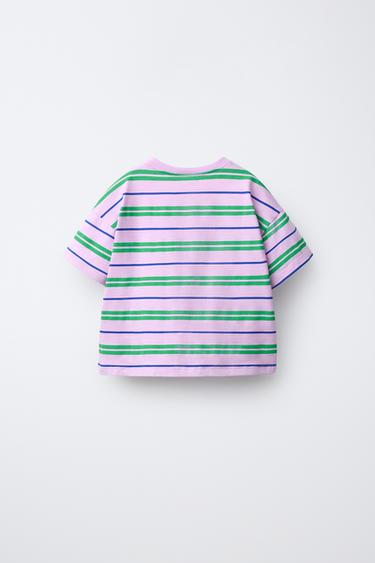 STRIPED T-SHIRT - Mauve by Zara - Image 1