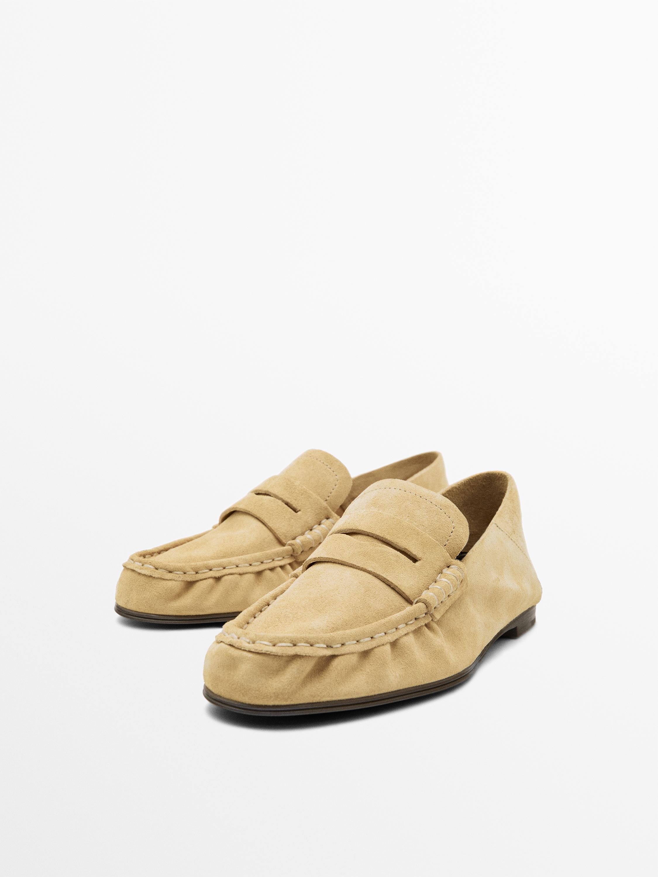 Soft split leather loafers