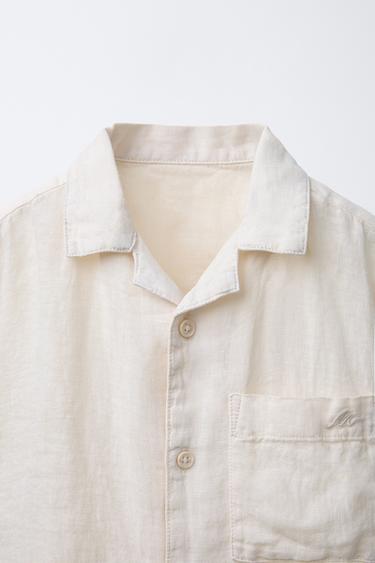 100% LINEN SHIRT - Light beige by Zara - Image 2
