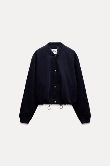JAQUETA BOMBER COM TEXTURA - Azul-marinho da Zara
