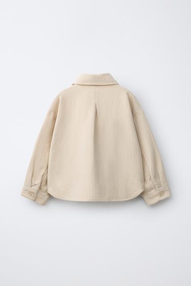 SOBRECAMISA TEXTURA CON ALGODÓN Y LINO - Crudo de Zara