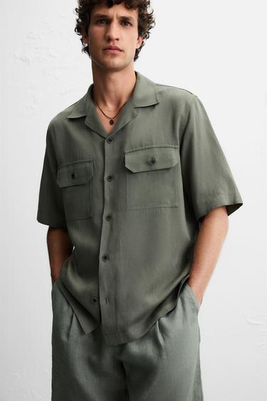 CHEMISE FLUIDE LYOCELL - LIN - Kaki de Zara - Image 5