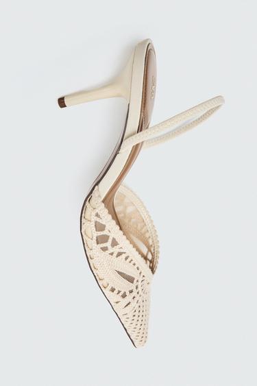 HEELED SHOES WITH PERFORATED TOP - Ecru White by Zara