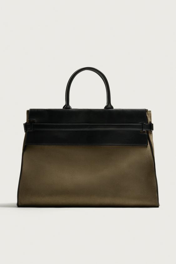 COMBINED TOTE BAG - Khaki Green by Zara - Image 0