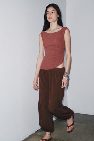 TOP TEXTURA DRAPEADO - Burgundy de Zara - Imagen 0