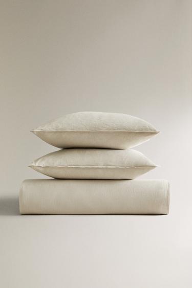 WASHED LINEN DUVET COVER (140 GXM²) - Sea green by Zara - Image 4