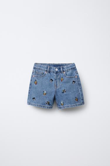 MICKEY MOUSE AND FRIENDS © DISNEY DENIM BERMUDA SHORTS - Mid-blue by Zara