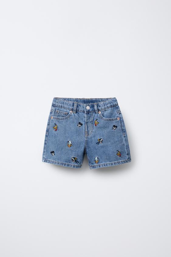 MICKEY MOUSE AND FRIENDS © DISNEY DENIM BERMUDA SHORTS Mid-blue