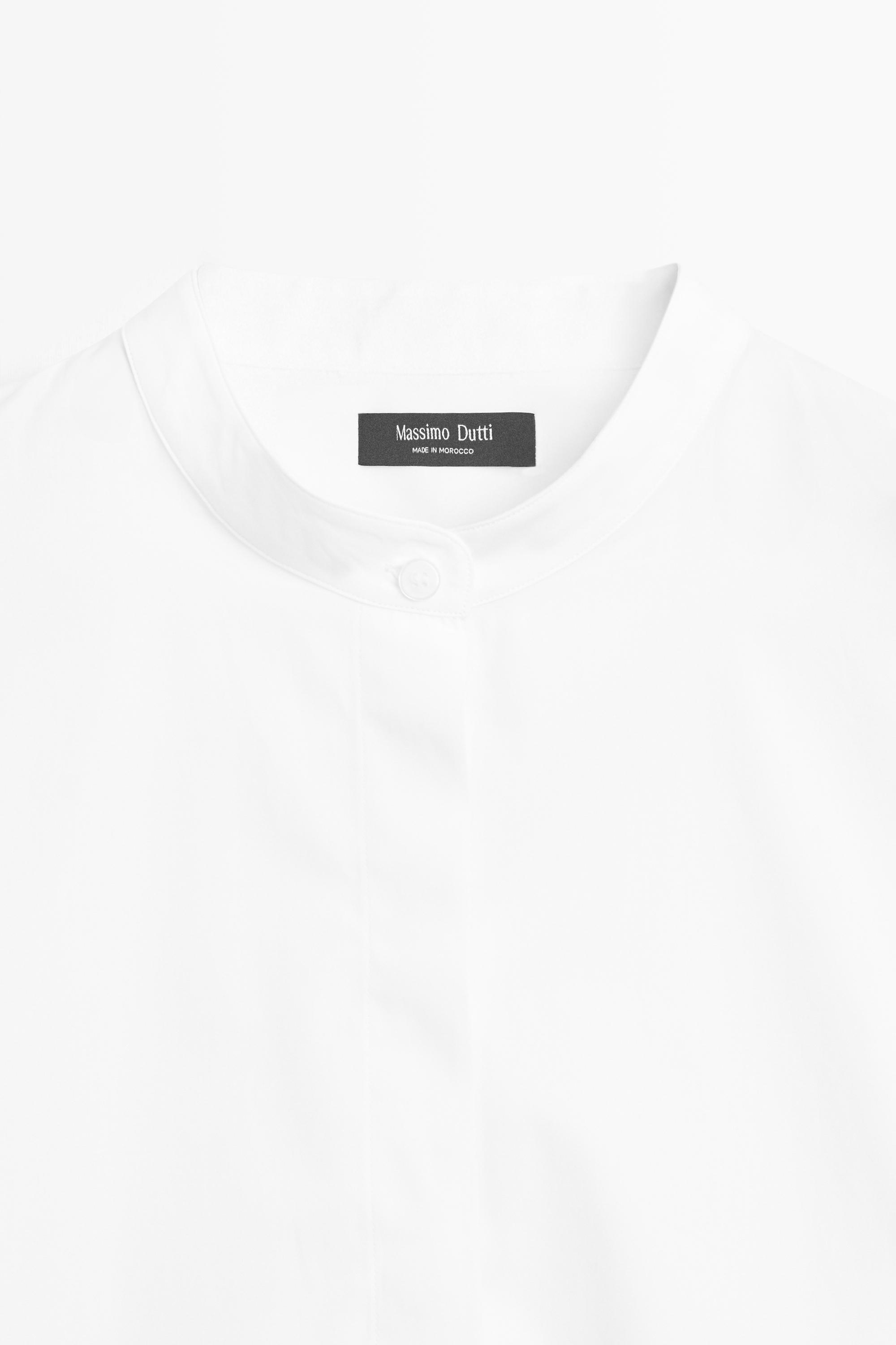 Poplin shirt with stand collar