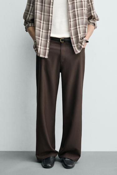 STRAIGHT-LEG TROUSERS - Chocolate by Zara