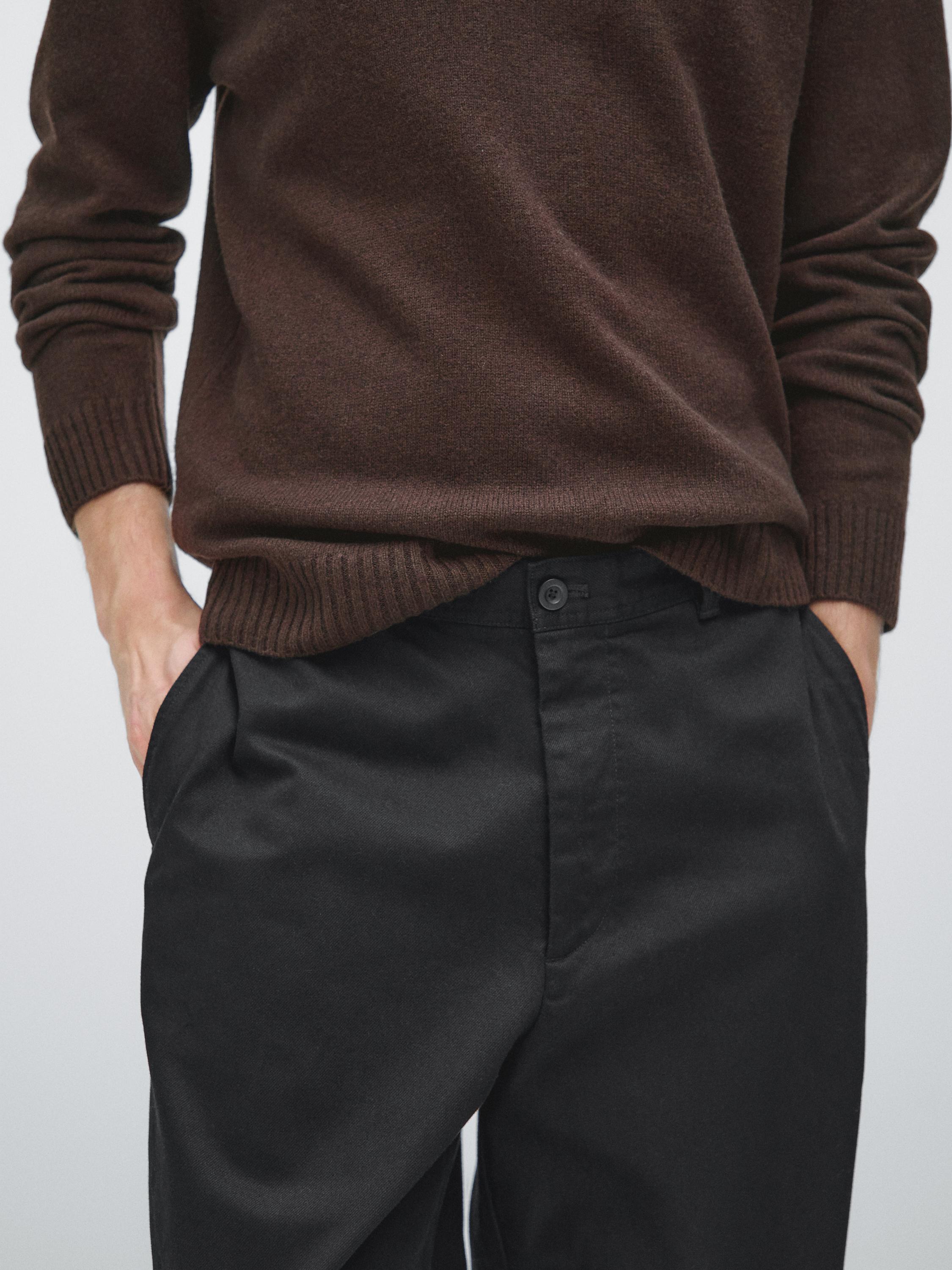 100% cotton wide-leg trousers