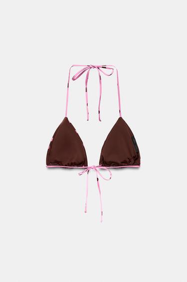 TRIANGULAR DOT PRINT BIKINI TOP - Pink by Zara - Image 4