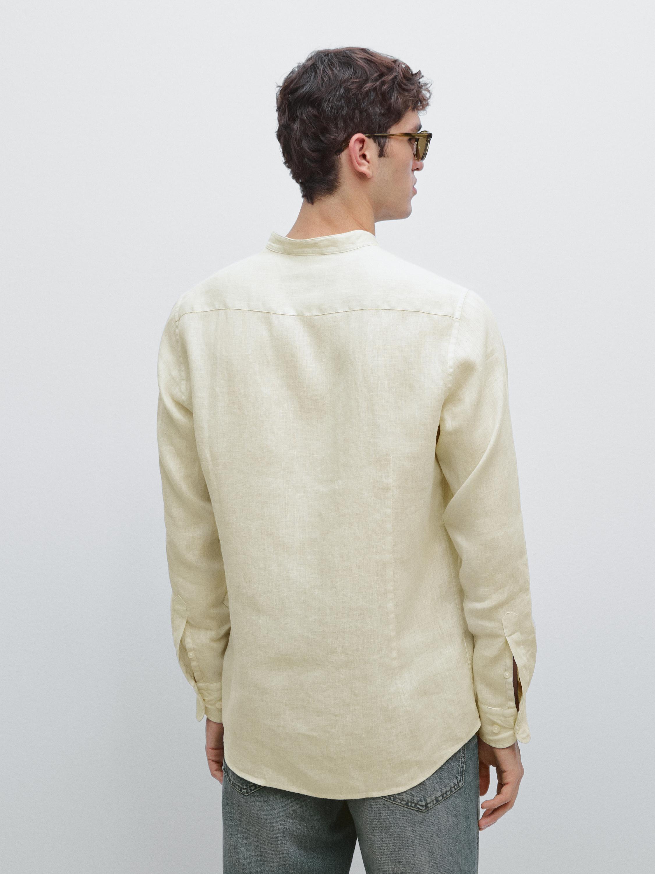 Slim fit stand collar shirt