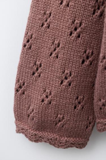 CUTWORK KNIT SWEATER WITH EMBROIDERY - Pink / Mauve by Zara - Image 3