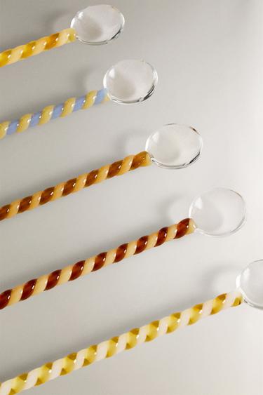 SET OF BOROSILICATE DESSERT SPOONS - Brown-Blue by Zara - Image 2
