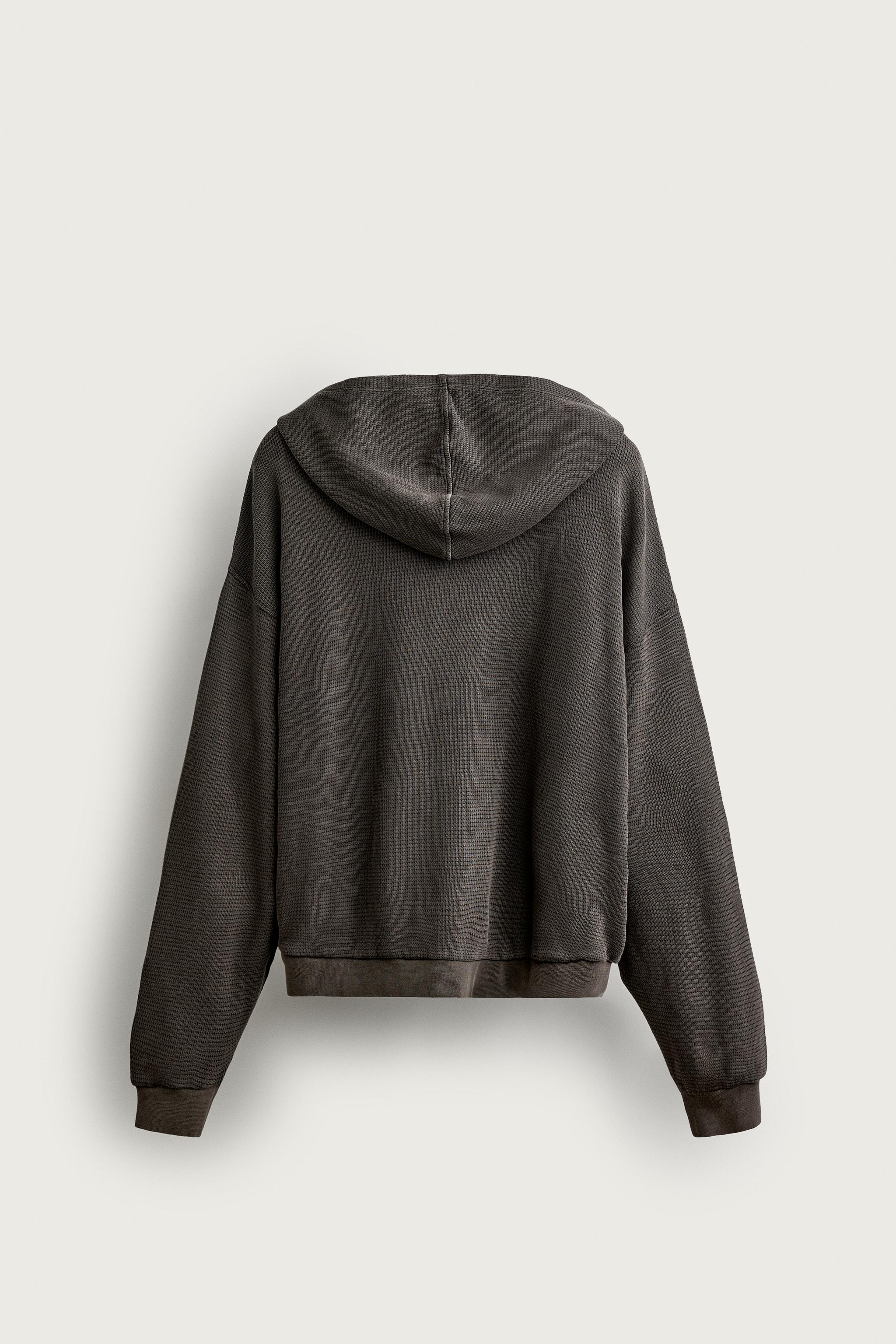 WAFFLE TEXTURE HOODIE TRACK SWEATSHIRT
