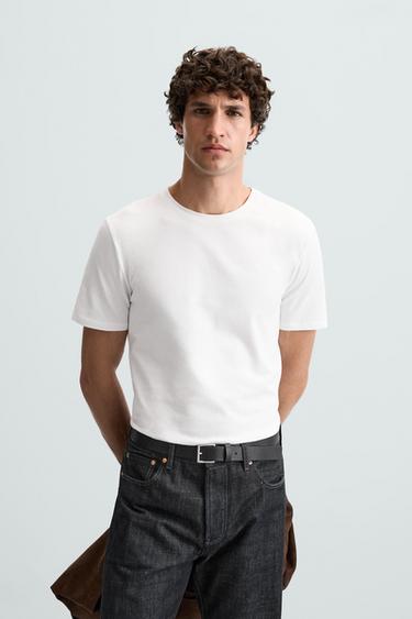 BASIC SLIM FIT T-SHIRT - White by Zara