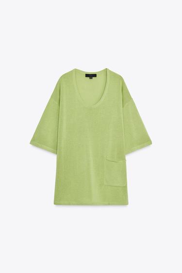 TOP OVERSIZE EN MAILLE MANCHES COURTES - Vert de Zara - Image 6