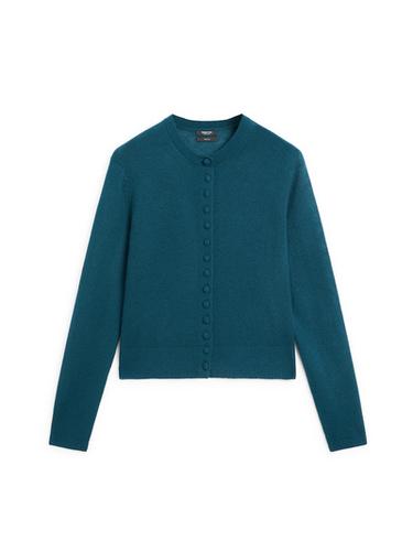 Zara Wool knit cardigan with covered buttons - Duck blue