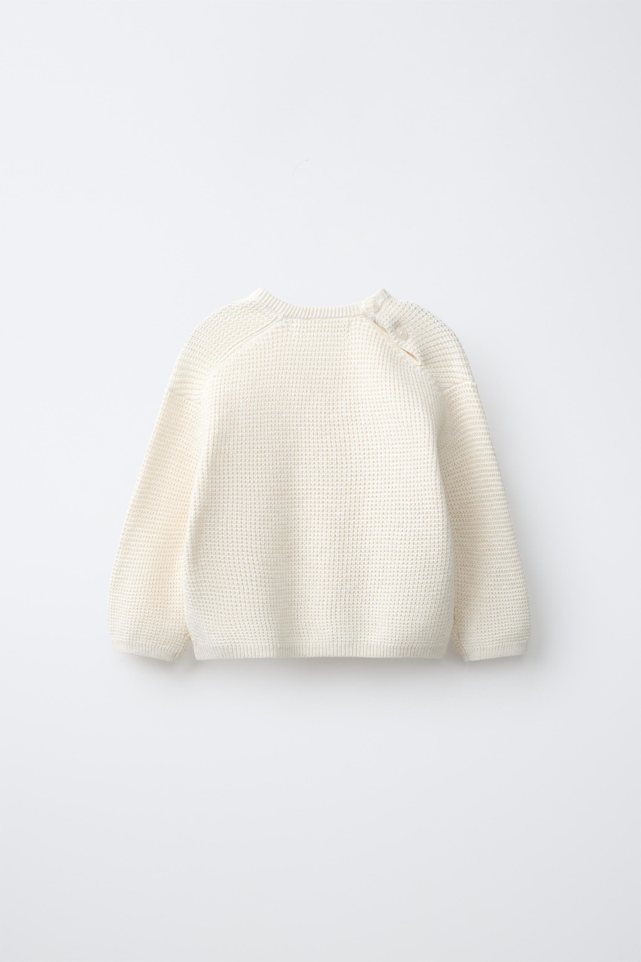 ワッフルニット刺繍セーター - ライトベージュ | ZARA Japan / 日本