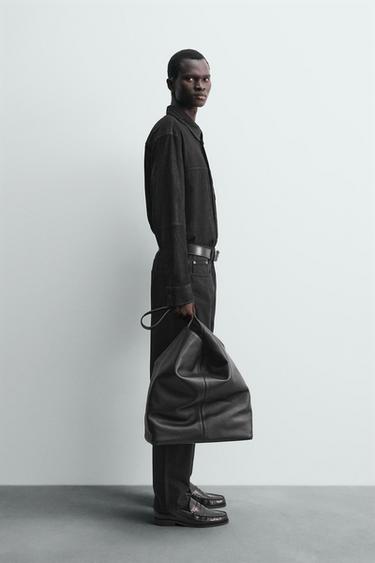 LEATHER SUEDE OVERSHIRT - Black by Zara - Image 3