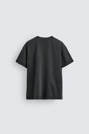 T-SHIRT COUPE BOXY DÉLAVÉ - Anthracite foncé de Zara - Image 6