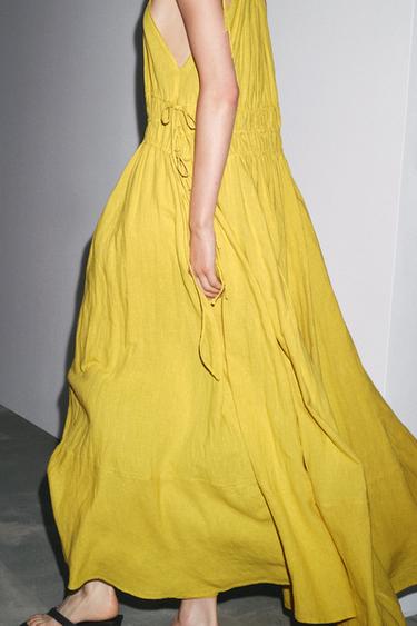 ZW COLLECTION LINEN BLEND DRESS - Yellow by Zara - Image 2