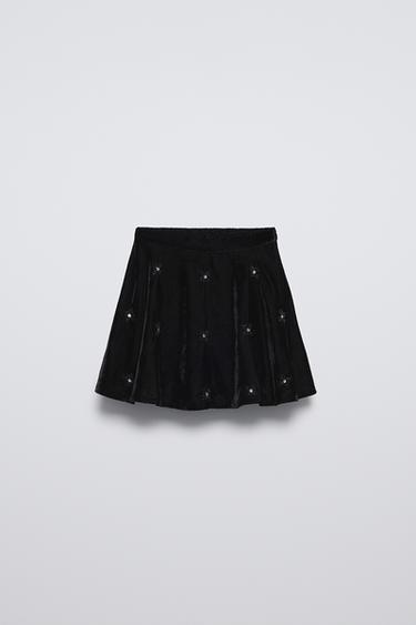 BEADED VELVET SKIRT - Black by Zara
