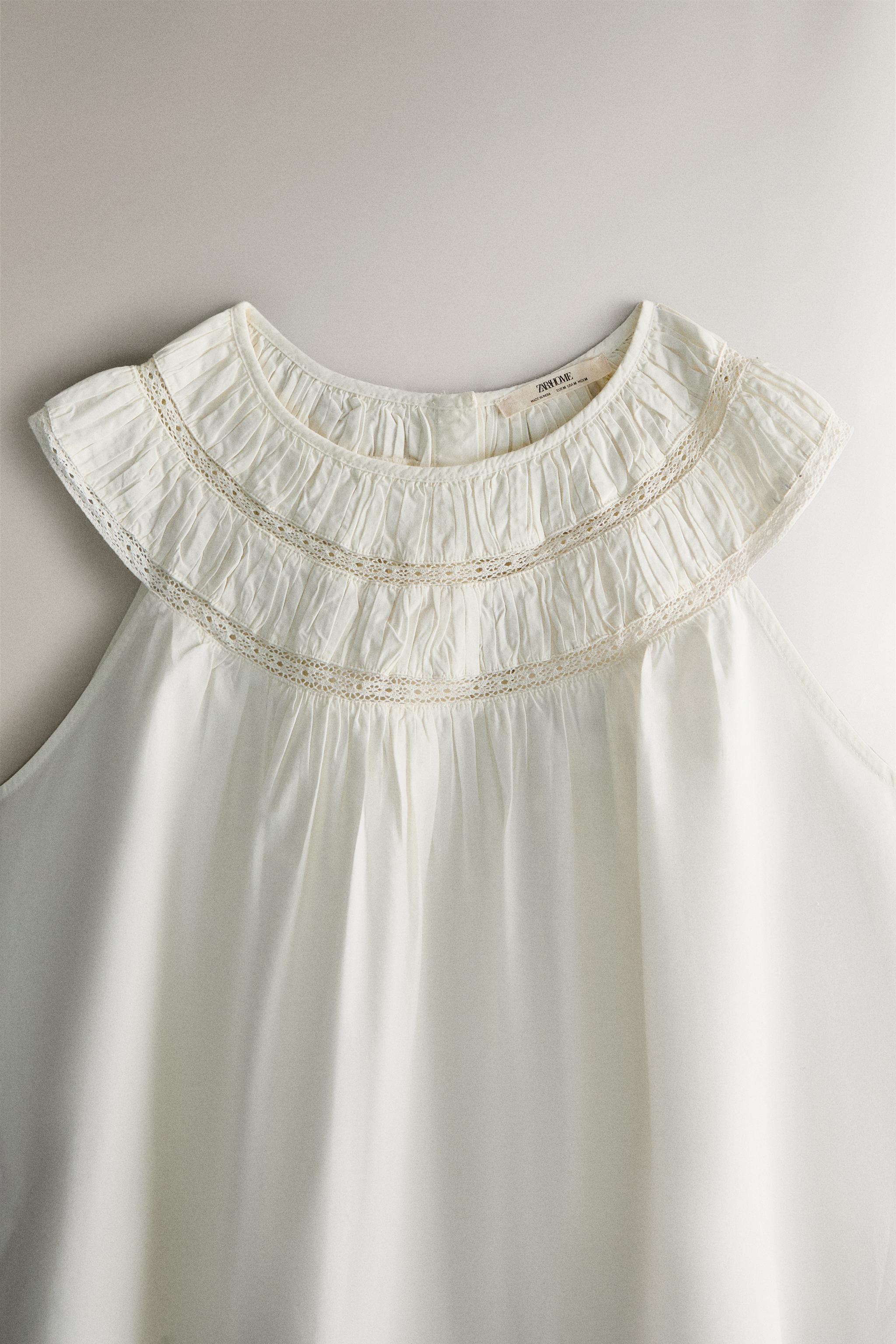 GATHERED TOP WITH LACE - Ecru | ZARA United States