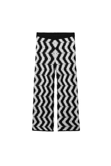 CROCHET KNIT TROUSERS - Ecru / Black by Zara