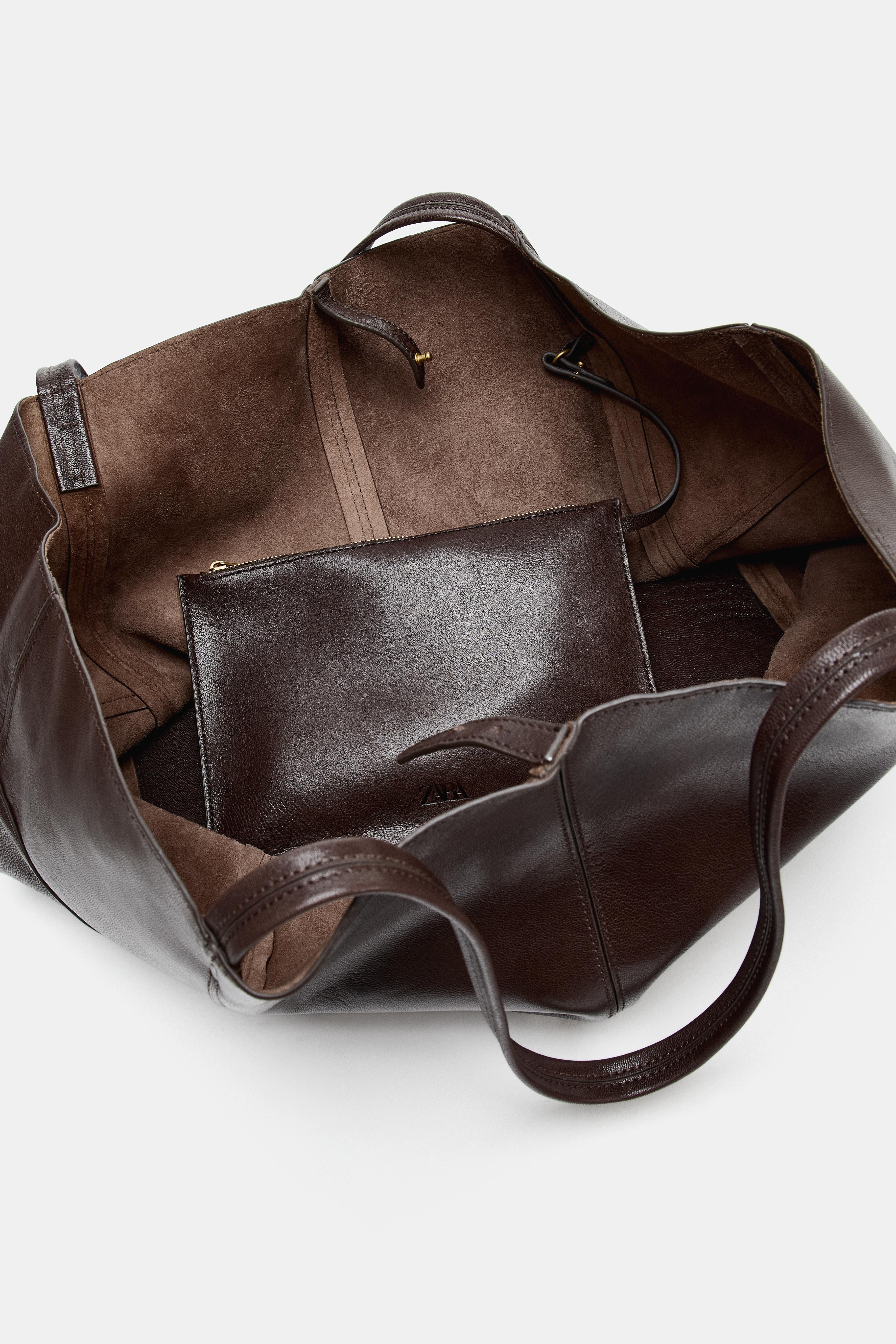 BOLSO PIEL MAXI SHOPPER - Chocolate | ZARA Chile
