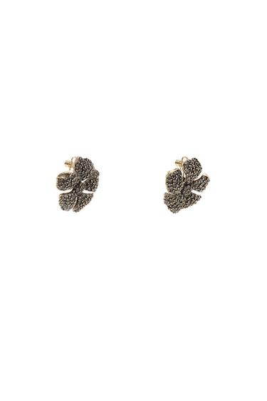 Zara JEWEL FLOWER EARRINGS - Anthracite grey