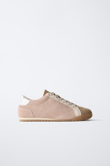 TENNIS OU BASKET EN CUIR - Rose de Zara