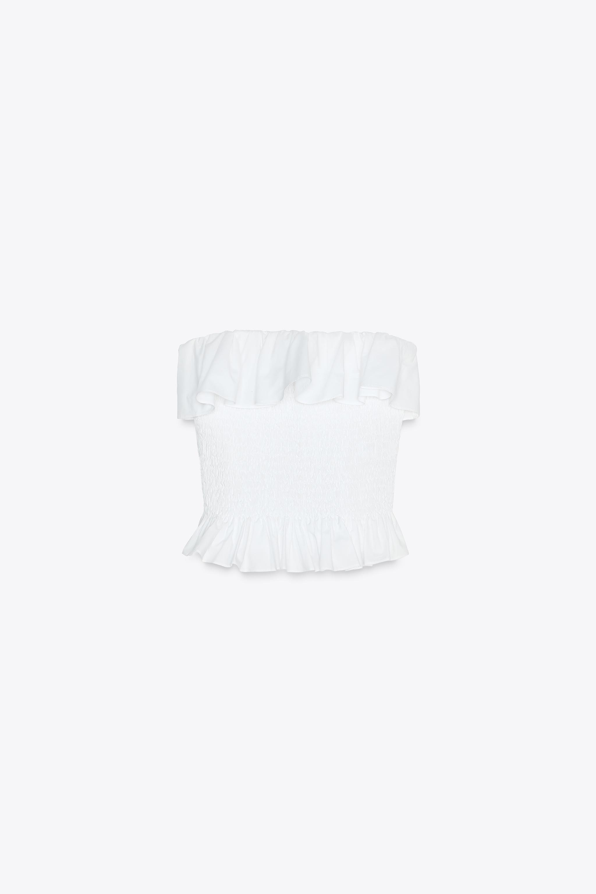 ZARA ポプリン ストラップレス トップス 3009/205 STRAPLESS POPLIN TOP - White | ZARA United States