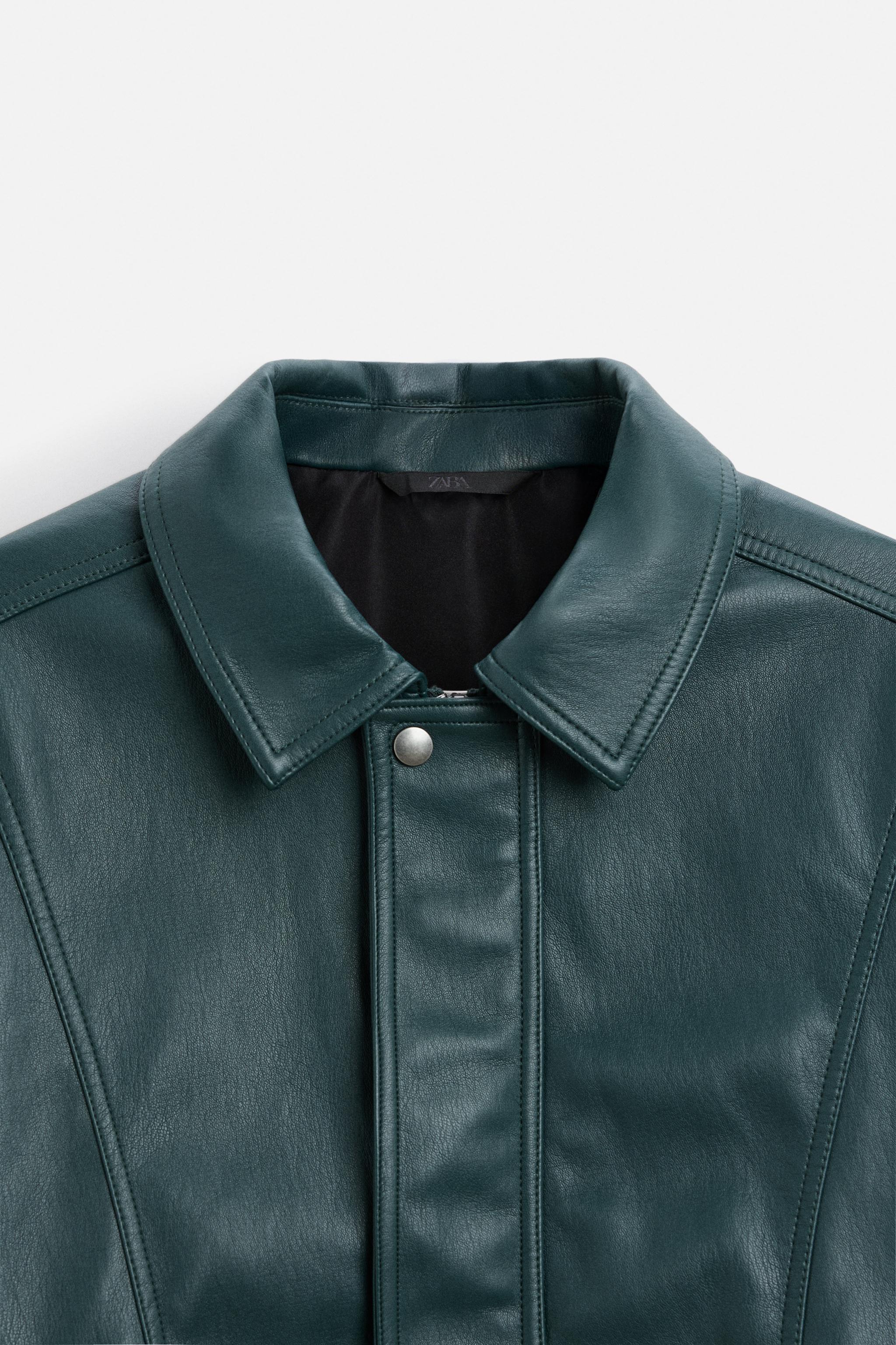 FAUX LEATHER JACKET - Duck green | ZARA United States