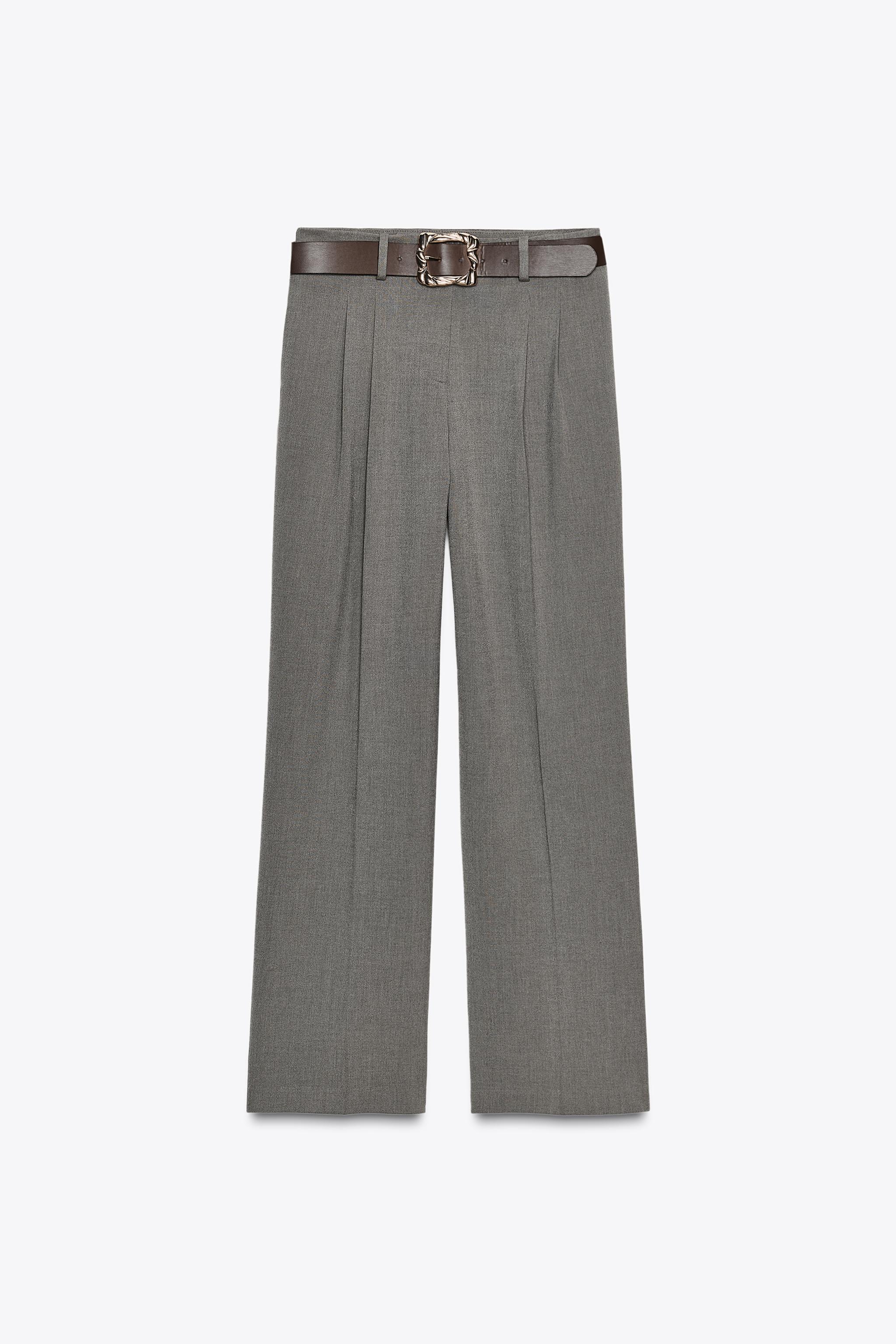 ハレディ STRAIGHT LEG BELTED PANTS - Gray / Tan | ZARA United States