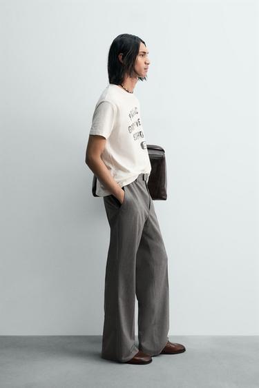 BOXY FIT FADED SLOGAN T-SHIRT - Ecru by Zara - Image 3