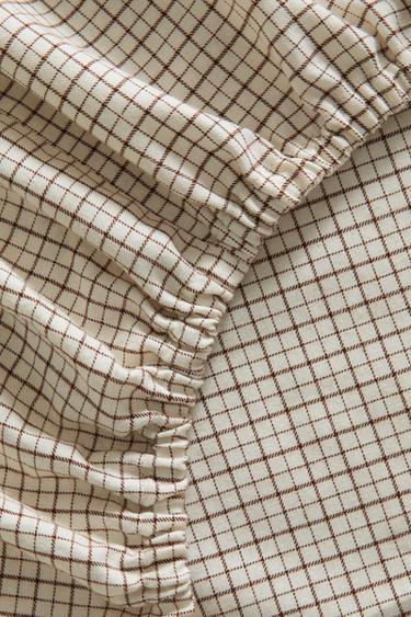 CHECK FLANNEL FITTED SHEET - Ecru by Zara - Image 3